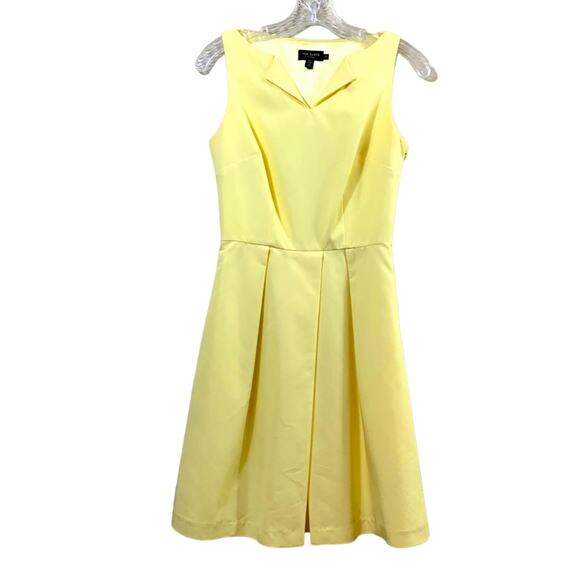 Ted Baker London Sleeveless Fit & Flare Yellow Midi Dress - Picture 1 of 6
